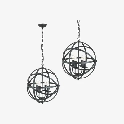 Furniture123 Black Pendant Light with 4 Candle Lights - Orbit
