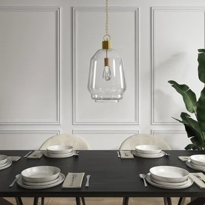 Furniture123 Large Clear Glass Pendant Light - 27 x 42cm - Pittsburgh