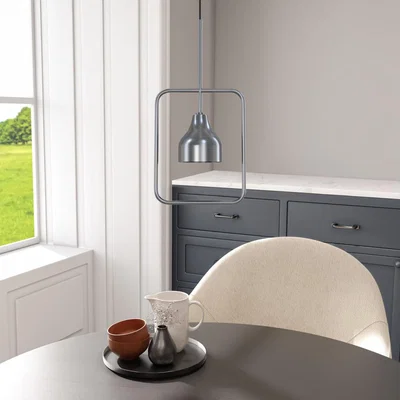 Furniture123 Silver Square Hoop Pendant Light - Alma