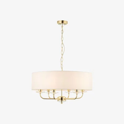 Furniture123 Brass 6 Light Pendant Chandelier with Shade - Nixon
