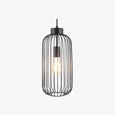 Furniture123 Matte Black Metal Tall Cage Pendant