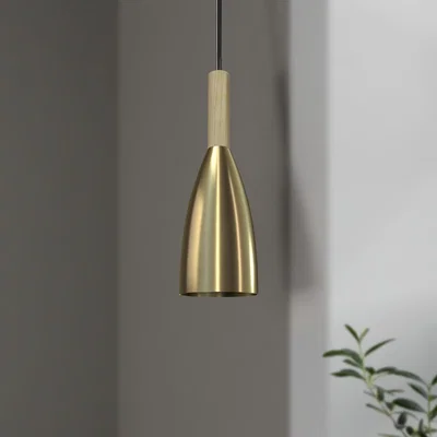 Furniture123 Satin Brass Cloche Pendant Light - Destin
