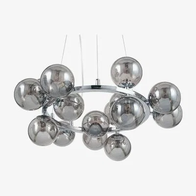 Furniture123 Chrome & Glass Bauble Ring Pendant Light - Lustre