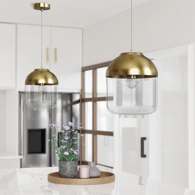 Furniture123 Brass & Glass Pendant Light - Heslington