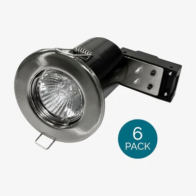 Furniture123 6 Pack - Fixed Fire Rated Downlight - Brushed Steel IP20