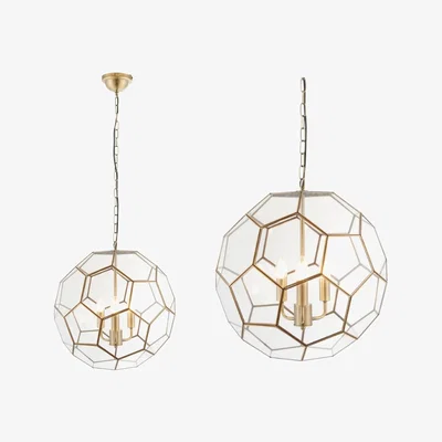 Furniture123 3 Light Geometric Gold Chandelier - Miele