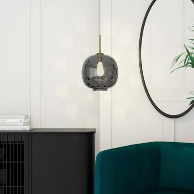 Furniture123 Dark Grey Dimpled Smoked Glass Ceiling Pendant Light - Avellino