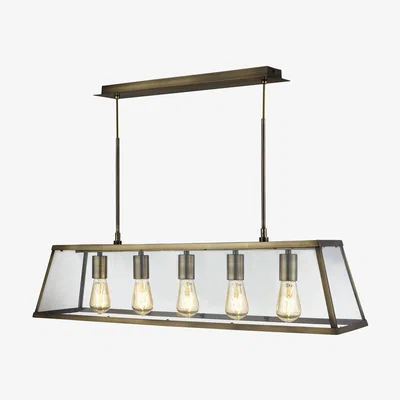 Furniture123 5 Light Antique Brass Bar Pendant - Voyager