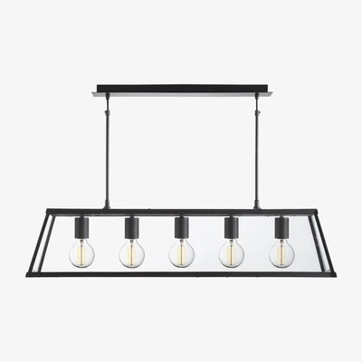 Furniture123 5 Light Ceiling Light in Matt Black & Glass