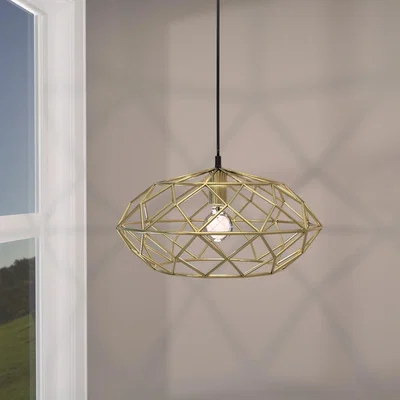 Furniture123 Gold Cage Geometric Pendant Light -Chicago