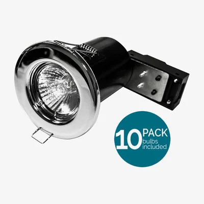 Furniture123 10 Pack - Fixed Fire Rated Downlight - Brushed Steel IP20