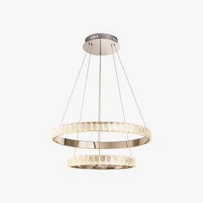 Furniture123 2 Rings Chrome & Crystal Pendant Light - Celeste