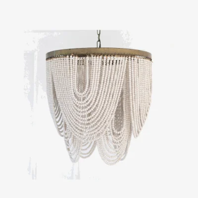 French Bedroom Wooden Beads Large Waterfall Pendant Light