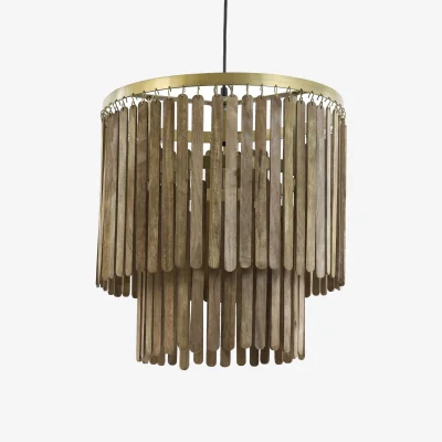 French Bedroom Medium Wooden Chime Pendant Light