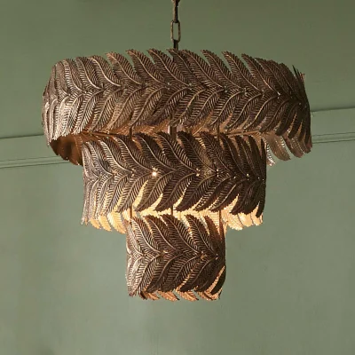 French Bedroom Tiered Leaves Large Pendant Light