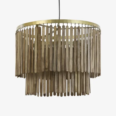 French Bedroom Large Wooden Chime Pendant Light