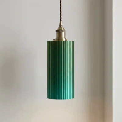 French Bedroom Ionian Ripple Emerald Green Pendant Light