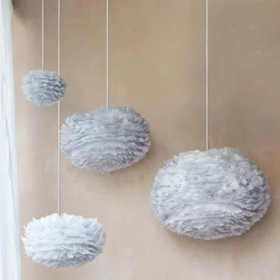 Graham & Green Aurora Large Grey Feather Pendant Shade