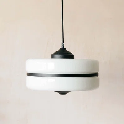 Graham & Green Black and White Glass Pendant