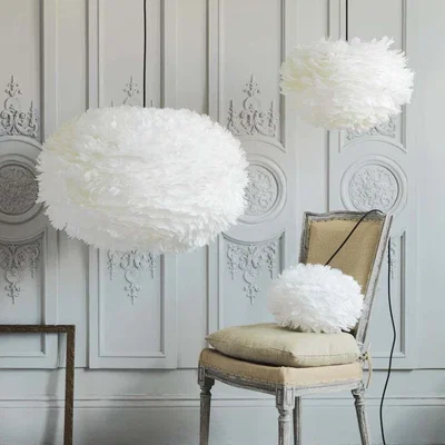 Graham & Green Aurora Large White Feather Pendant Shade