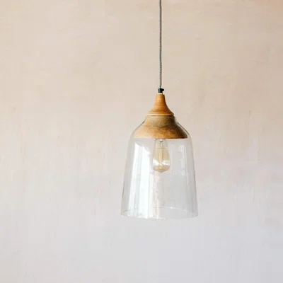 Graham & Green Wallis Wood and Glass Pendant