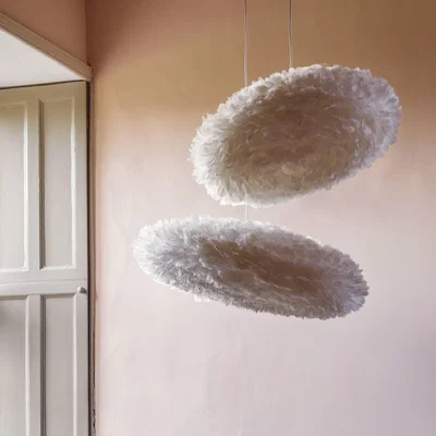 Graham & Green Thalia Large White Feather Pendant Shade