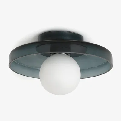 Habitat Habitat Jonna Bathroom Flush Ceiling Light -Dark Blue &Glass