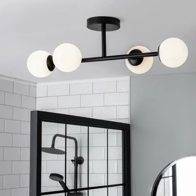 Habitat Habitat Opal Metal Bathroom Flush Ceiling Light - Black