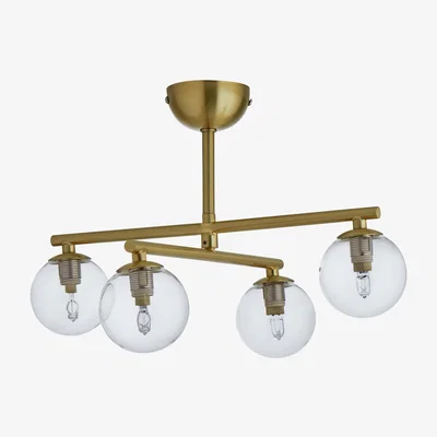 Habitat Habitat Chuck 4 Light Flush to Ceiling Light - Brushed Brass