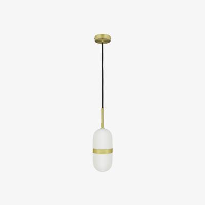 Habitat Habitat Aurora Glass Pill Pendant Light - White & Brass
