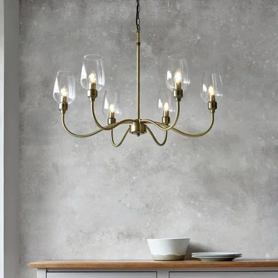 Habitat Shore Light Lauton Metal 6 Light Chandelier - Antique Brass