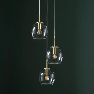Habitat Shore Light Fabia Glass 3 Light Pendant Light - Gold