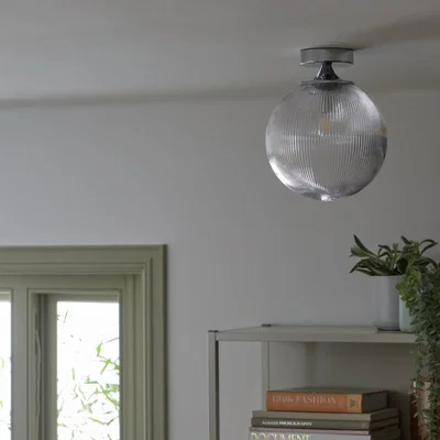 Habitat Habitat Ribbed Glass Globe Flush Ceiling Light - Clear