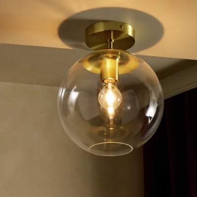 Habitat Habitat Coleman Glass Flush to Ceiling Light - Brass