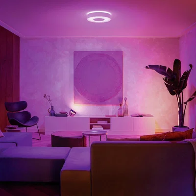 Habitat Philips Infuse Metal LED Flush to Ceiling Light - White