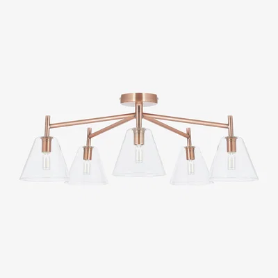 Habitat Habitat Hallam 5 Light Flush Glass Ceiling Light - Copper