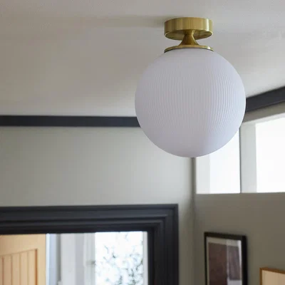 Habitat Habitat Ribbed Opal Glass Globe Ceiling Light - White