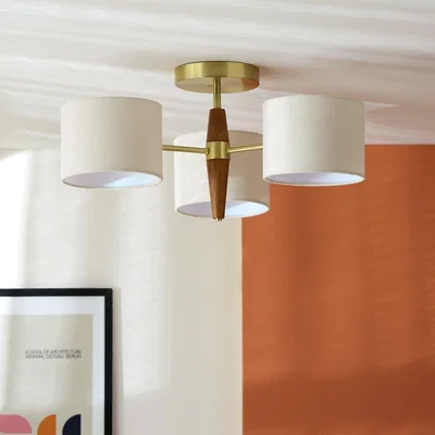 Habitat Habitat Century Wood 3 Light Flush Ceiling Light - Natural