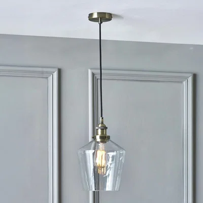 Habitat Pacific Emmanuelle Glass Cloche Pendant Light - Brass