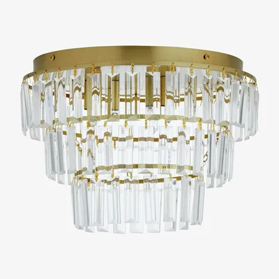 Habitat Habitat Presley Glass 3 Tier Flush to Ceiling Light - Brass