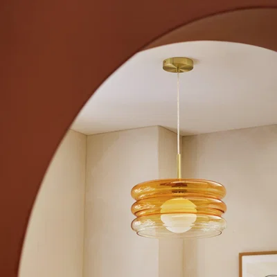 Habitat Habitat Ribbed Ombre Glass Pendant Light - Orange