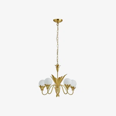 Habitat Habitat Easton 5 Light Opal Chandelier - Brass