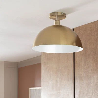Habitat Habitat Steel Mushroom Flush Ceiling Light - Brushed Brass
