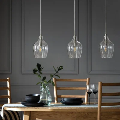 Habitat Habitat Abas Glass 3 Light Pendant Light - Satin Nickel