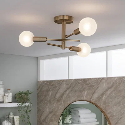 Habitat Habitat Globe Ribbed Metal Bathroom Ceiling Light - Brass
