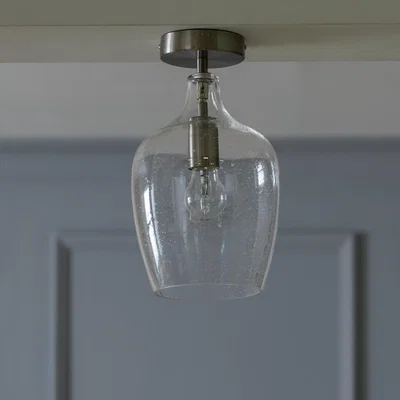 Habitat Habitat Abas Glass Flush to Ceiling Light - Satin Nickel