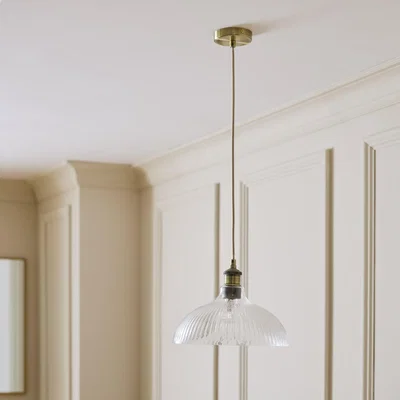 Habitat Habitat Ribbed Glass Pendant Ceiling Light - Brass