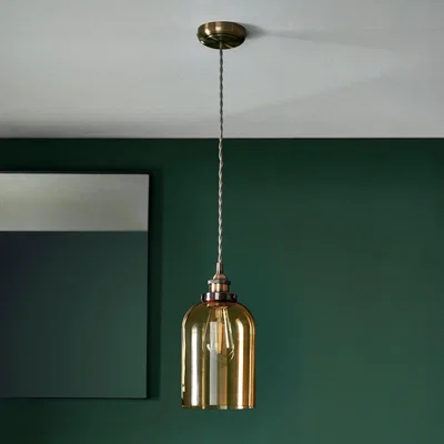 Habitat Shore Light Jamison Steel&Glass Pendant Light- Antique Brass