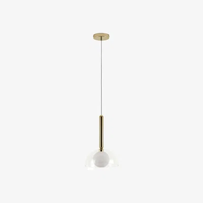 Habitat houseof Domed Metal & Glass Pendant Light - Brass & Clear