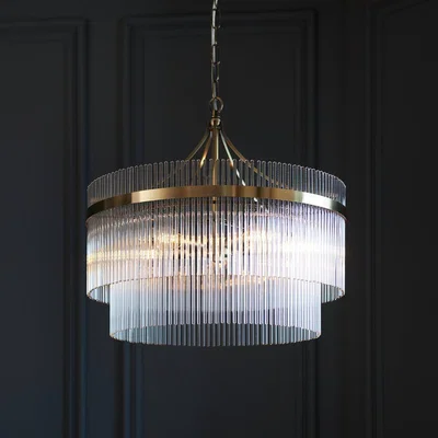 Habitat Shore Light Portofino Glass 5Light Chandelier -Antique Brass